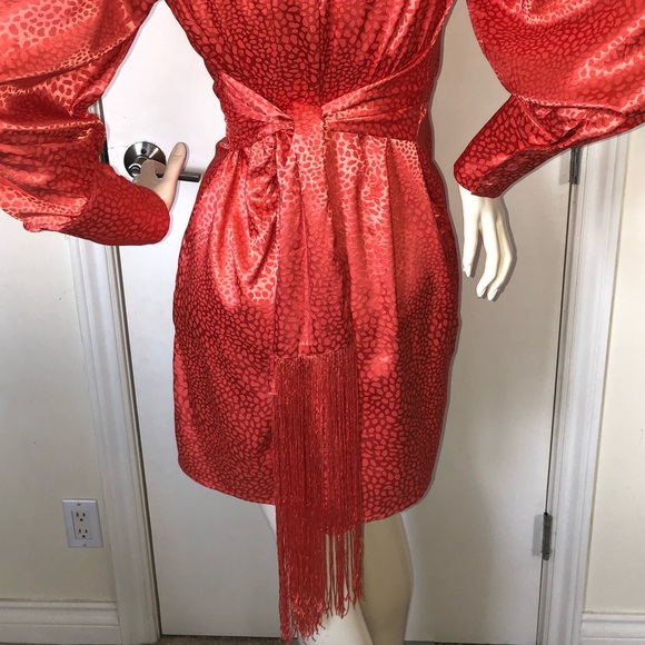 Nasty Gal Orange Leopard Print Satin Dress Size 6US /10 U.K. - Picture 5 of 16